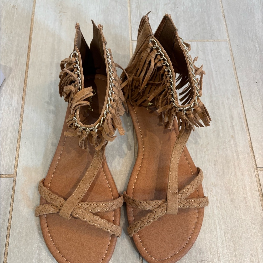 Fringe Tan Sandals